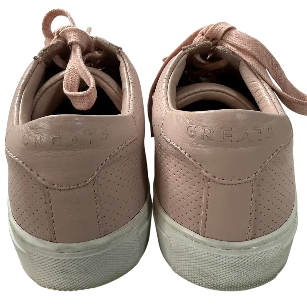 GREATS The Royale Perforated Blush Pink Leather Low Top Sneakers Women 7.5 Italy